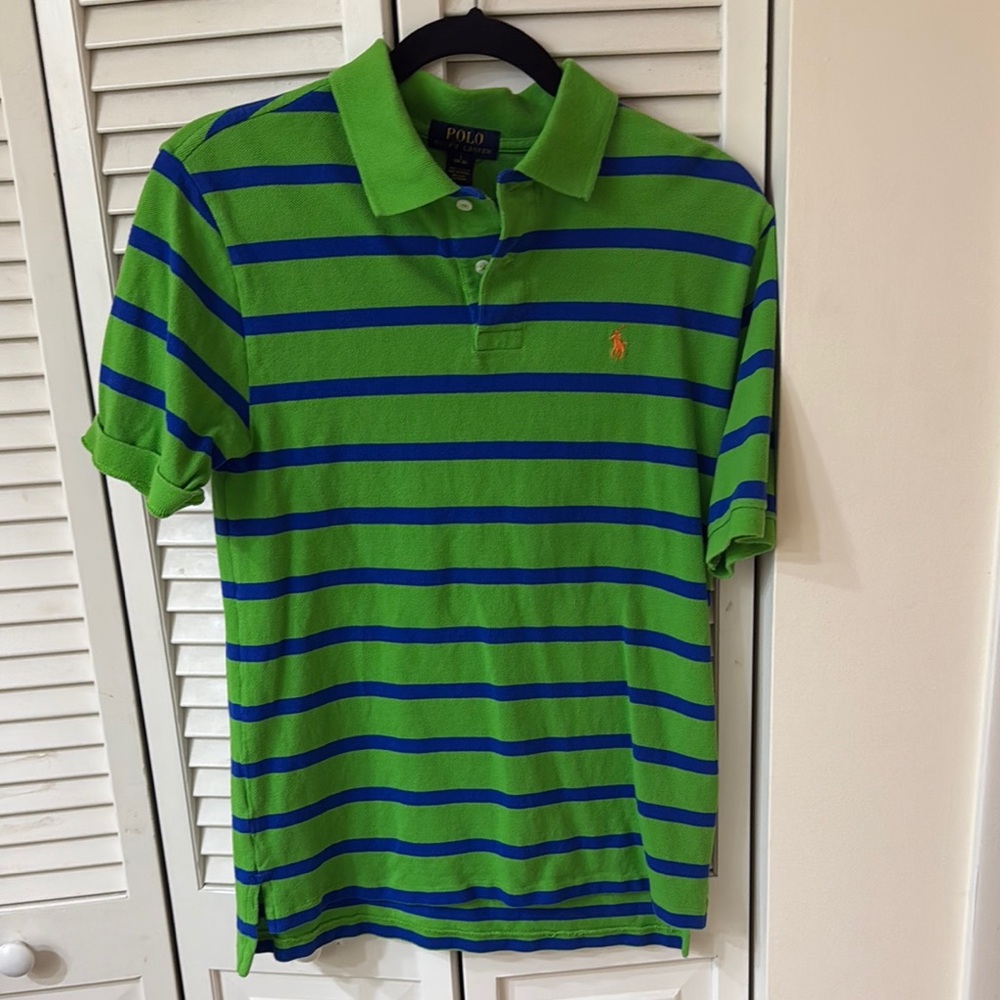 Polo by Ralph Lauren Green and Blue Striped Polo Shirt